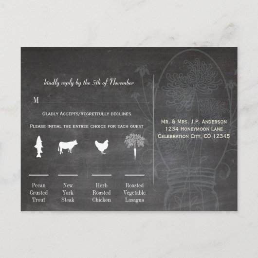 Light Aqua Blue Mason Jar Chalkboard Weddenschap Briefkaart (Achterkant)