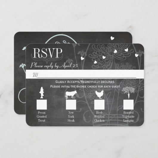 Light Aqua Blue Mason Jar Chalkboard Weddenschap RSVP Kaartje (Voorkant / Achterkant)