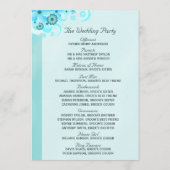 Light Aqua Blue Turquoise Floral Wedding Programme (Dos)