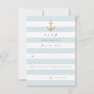 Light Aqua Striped Nautical Response RSVP-kaart RSVP Kaartje