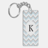 Light Aqua Turquoise Chevron Chic ZigZag Pattern Sleutelhanger (Voorkant Links)