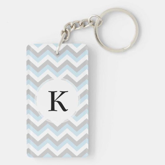Light Aqua Turquoise Chevron Chic ZigZag Pattern Sleutelhanger (achterkant)