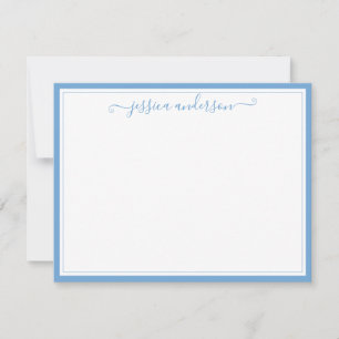 Light Baby Blue Elegant Modern Preppy Girly Script Notitiekaartje
