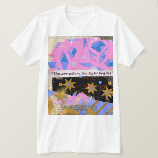 Light Begins Within – Dreamy Pink and Gold Glow T-shirt (Design voorkant)