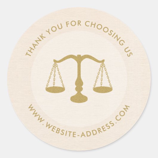 Light beig linen texture personalized text logo ronde sticker (Voorkant)