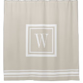 Light Beige and White Classic Square Monogram Douchegordijn (Voorkant)
