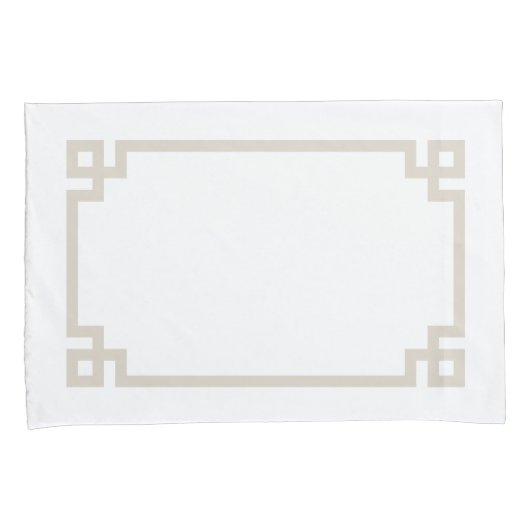 Light Beige and White Greek Key Border Standard Kussensloop (Voorkant-Rechts)