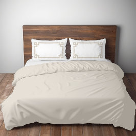 Light Beige and White Greek Key Border Standard Kussensloop