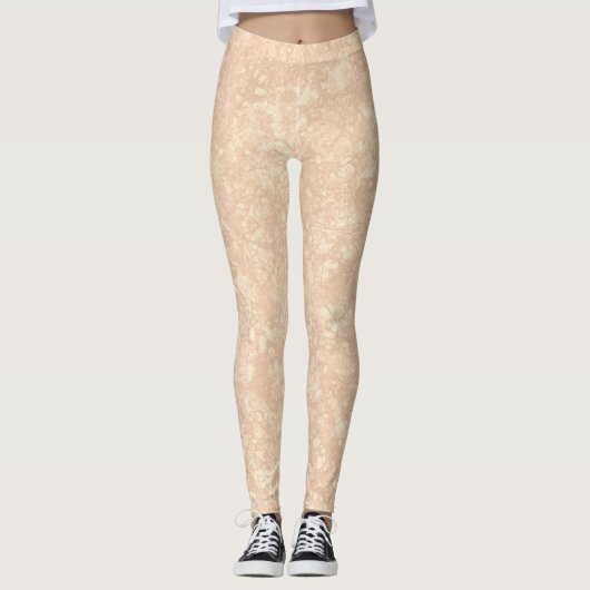 Light Beige Cream Marble Terrazzo Texture Leggings (Voorkant)