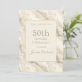Light Beige Marble 50th Birthday Kaart (Staand voorkant)