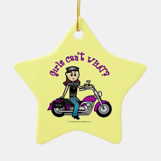 Light Biker Girl Keramisch Ornament (Voorkant)