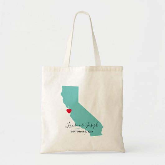 Light Blauwgroen California Wedding Welcome Tote Bag (Voorkant)