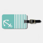 Light Blauwgroen Love Anchor Nautical Bagagelabel (Voorkant horizontaal)