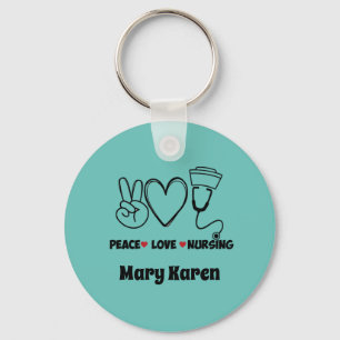 Light Blauwgroen Peace Love Nursing Appreciezer Ke Sleutelhanger