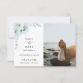 Light Blue Airy Floral foto Save the Date Aankondiging (Voorkant)