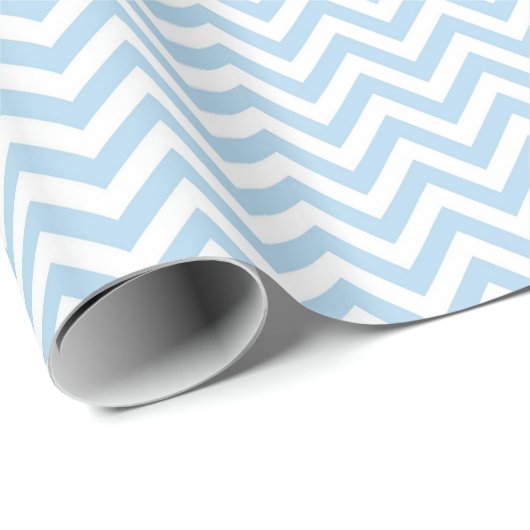 Light Blue and White Large Chevron Pattern V Cadeaupapier (Rol Hoek)