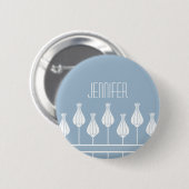 Light Blue Art Deco Floral Button (Voorkant /achterkant)