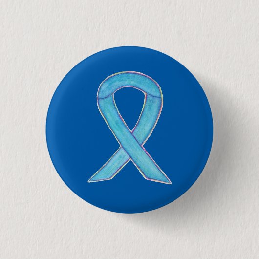 Light Blue Awareness Ribbon Custom Art Button Pins (Voorkant)