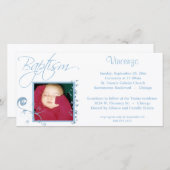 Light Blue Baptism Photo Invitation (Voorkant / Achterkant)