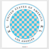 Light Blue & Beige Checkerboard Vacking Sticker (Vel)