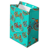 Light Blue Bicycle Medium Gift Bag Cadeauzakje (Achterkant Gekanteld)