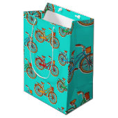 Light Blue Bicycle Medium Gift Bag Cadeauzakje (Voorkant Gekanteld)