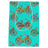 Light Blue Bicycle Medium Gift Bag Cadeauzakje (Achterkant)