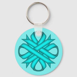Light Blue / Blauwgroen Clover Ribbon van Kenneth Sleutelhanger