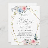 Light Blue Blush Beach Tropical Boho Wedding Kaart (Voorkant / Achterkant)