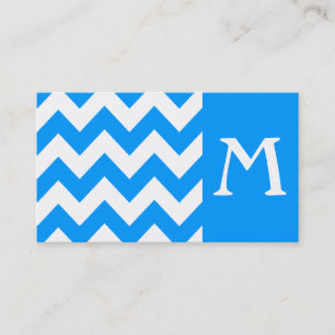 Light Blue Bold Chevron Monogram Visitekaartje