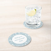 Light Blue Botanical Floral Custom Text Ronde Kartonnen Onderzetter (Insitu)