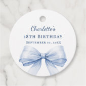 Light blue bow DIY write by hand birthday Bedankjes Labels (Voorkant)