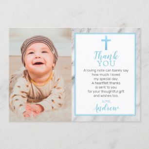 Light Blue Boy Marble Baptism Foto Hartelijk dank Kaart