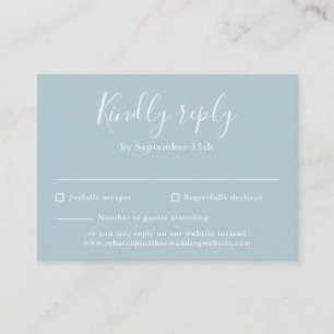 Light Blue Budget Modern Script Wedding RSVP Kaart