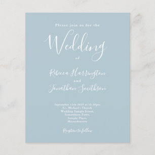Light Blue Budget Moderne Script Wedding Invitatio