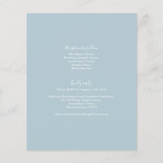 Light Blue Budget Moderne Script Wedding Invitatio Flyer (Achterkant)
