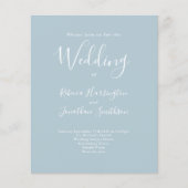 Light Blue Budget Moderne Script Wedding Invitatio Flyer (Voorkant)