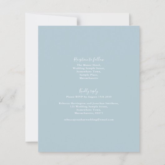 Light Blue Budget Moderne Wedding RSVP (Achterkant)