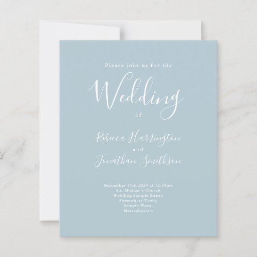 Light Blue Budget Moderne Wedding RSVP (Voorkant)