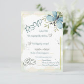 Light Blue Butterfly Watercolour  RSVP Kaartje (Staand voorkant)
