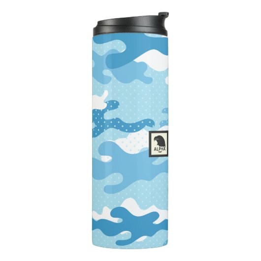 Light Blue Camouflage Pattern Thermosbeker (Gedraaid links)