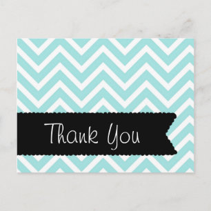 Light Blue Chevron Dank u Briefkaart