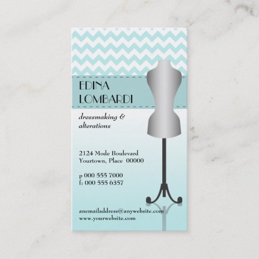 Light Blue Chevron Dress-formulier Visitekaartje (Voorkant)
