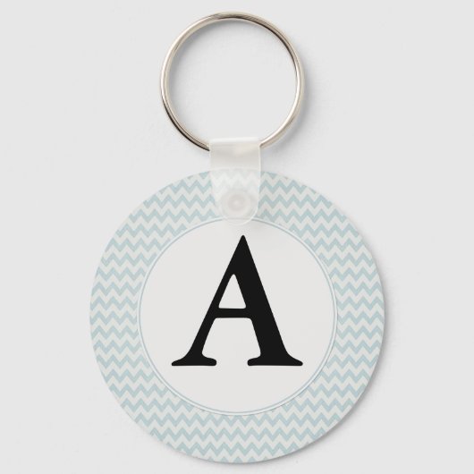 Light Blue Chevron Monogram Sleutelhanger (Voorkant)