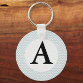 Light Blue Chevron Monogram Sleutelhanger (Voorkant)