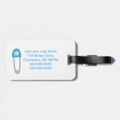 Light Blue Chevrons Baby Bagagelabel (Achterkant horizontaal)