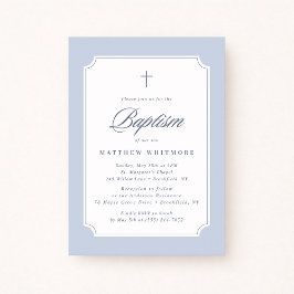 Light Blue Clipped Corners Baptism Invitation Kaart