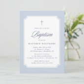Light Blue Clipped Corners Baptism Invitation Kaart (Staand voorkant)