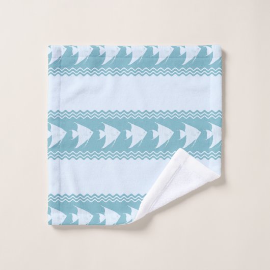 Light Blue Coastal Angelfish Stripes (Gant de toilette)