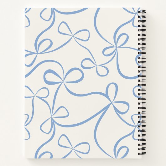 Light Blue Coquette Bow Pattern Custom Name Notitieboek (Achterkant)